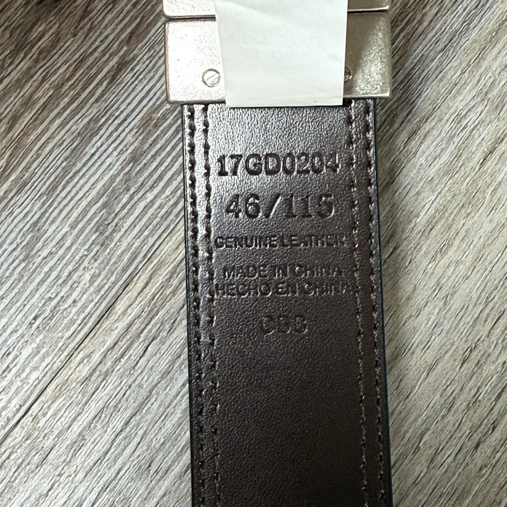 Dickies Genuine Leather Reversible Belt Mens 46 Black Brown Silver Buckle NEW